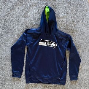 NFL Seattle Seahawks Navy Blue Hoodie with Neon Green Lined Hood